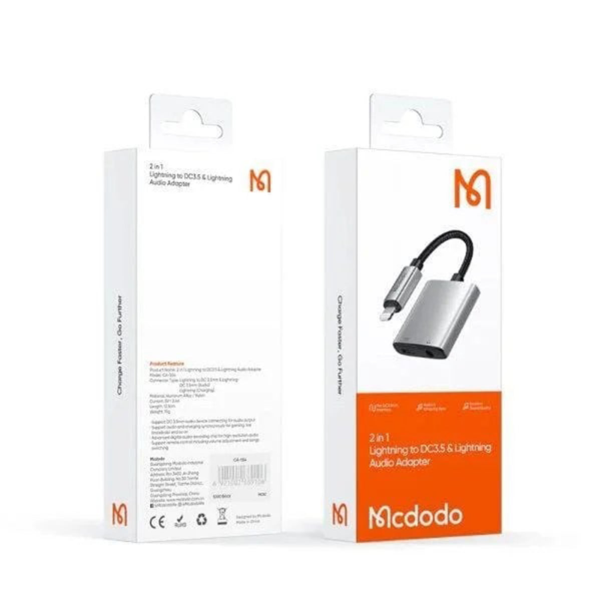 Mcdodo CA-554 2-in-1 Lightning to 3.5mm Audio & Lightning Charging Adapter