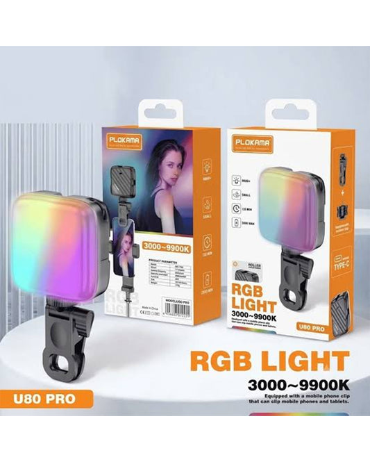PLOKAMA U80 Pro RGB LED Video Light – Portable Rechargeable Photography & Mobile Fill Light