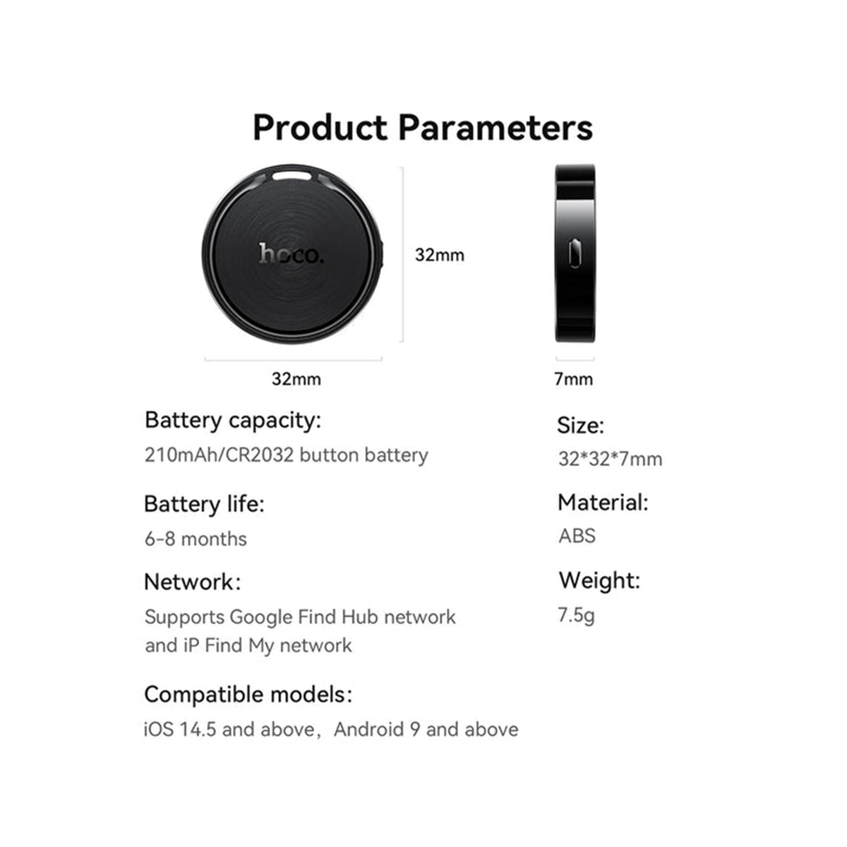 HOCO E101 Universal Smart Tracker Apple Find My & Google Find My Device Bluetooth Anti-Lost Locator