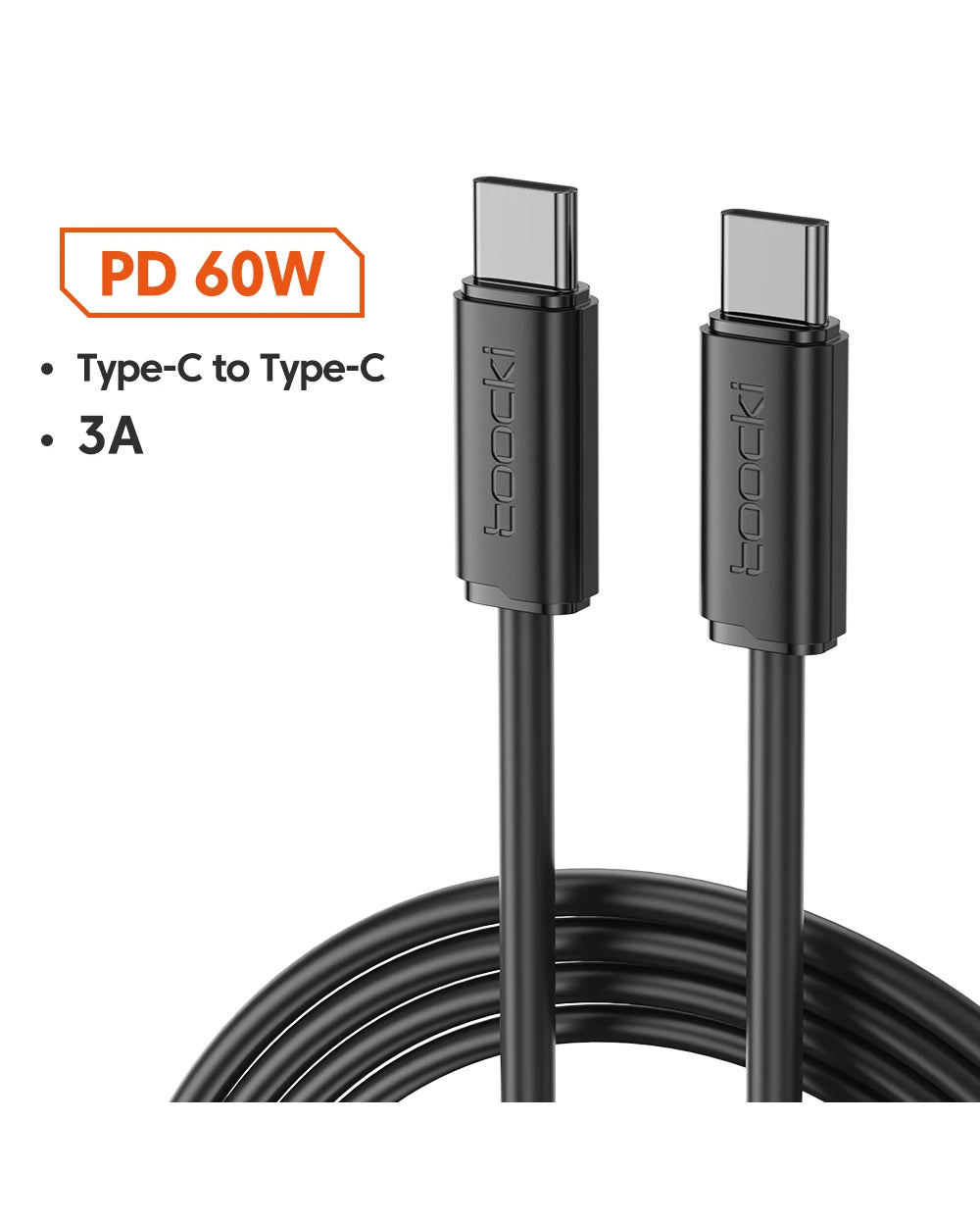 Toocki 3A USB-C to USB-C Fast Charging Cable – High-Speed Charging & Data Transfer