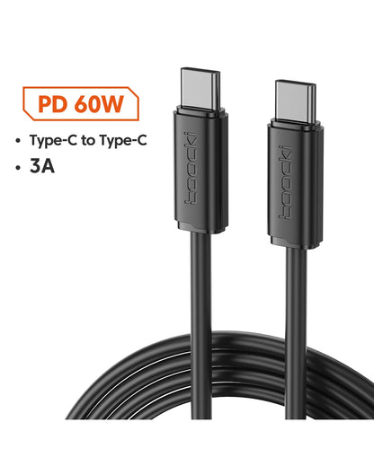 Toocki 3A USB-C to USB-C Fast Charging Cable – High-Speed Charging & Data Transfer