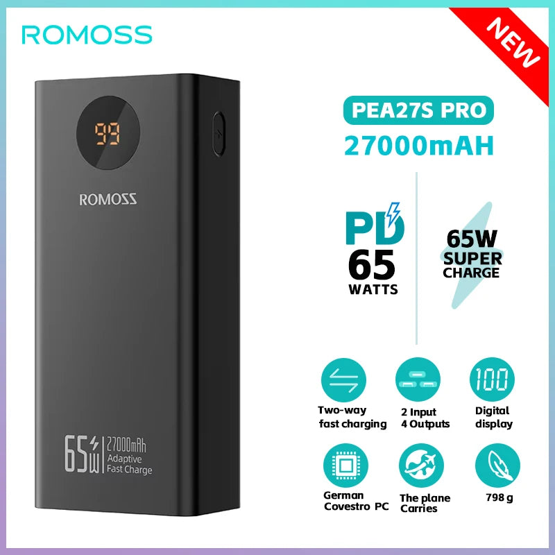 Romoss PEA40S Pro 40000mAh 65W PD Fast Charging Power Bank