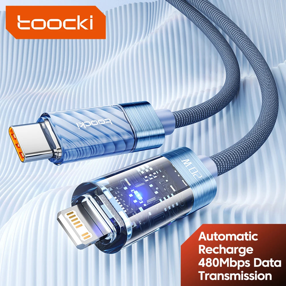 Toocki PD 20W USB-C to Lightning Cable – Fast Charging with Automatic Power-Off