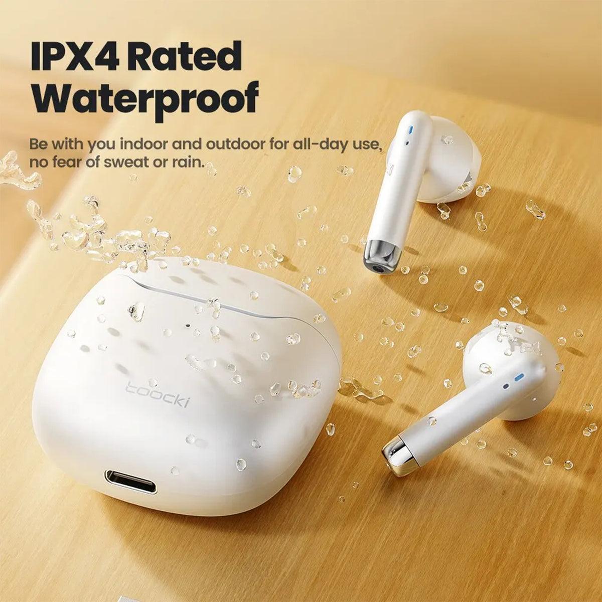 Toocki HE-080 TWS Wireless Earphones – Bluetooth 5.3, & IPX4 Sweat-Resistant Finish