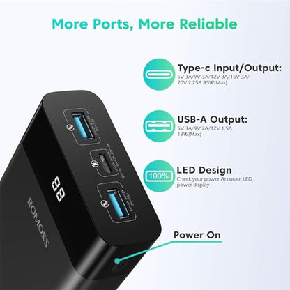 ROMOSS PPD20 20000mAh 50W PD Fast Charging Power Bank USB-C Portable Charger