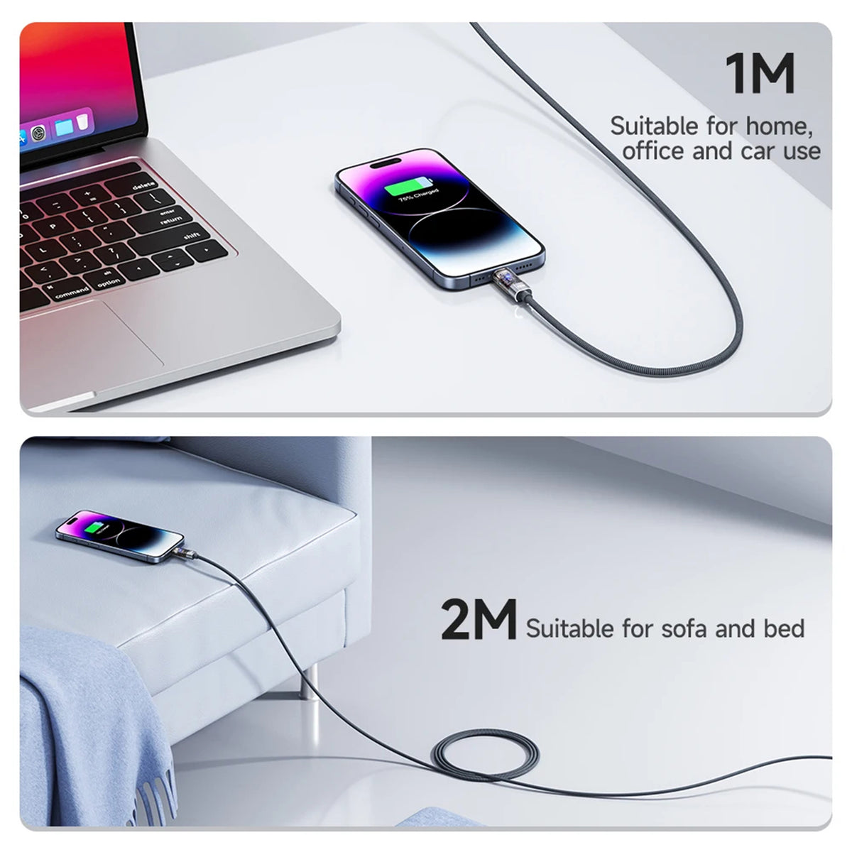 Toocki PD 100W USB-C to USB-C Fast Charging Cable – Smart Auto Power Off