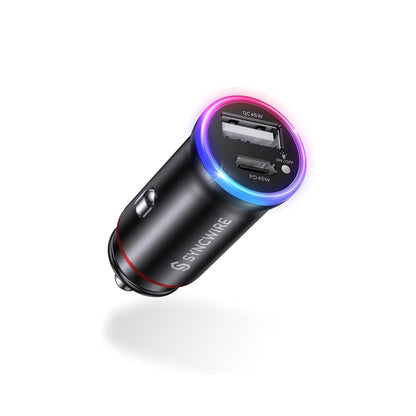SYNCWIRE 45W USB-C Car Charger – PD & QC Fast Charging RGB Mini Car Adapter