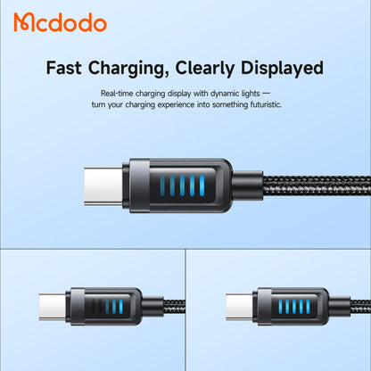 Mcdodo CA-035 Cab Vision 240W USB-C to USB-C Cable – 5A PD 3.1 & Dynamic LED Power Display