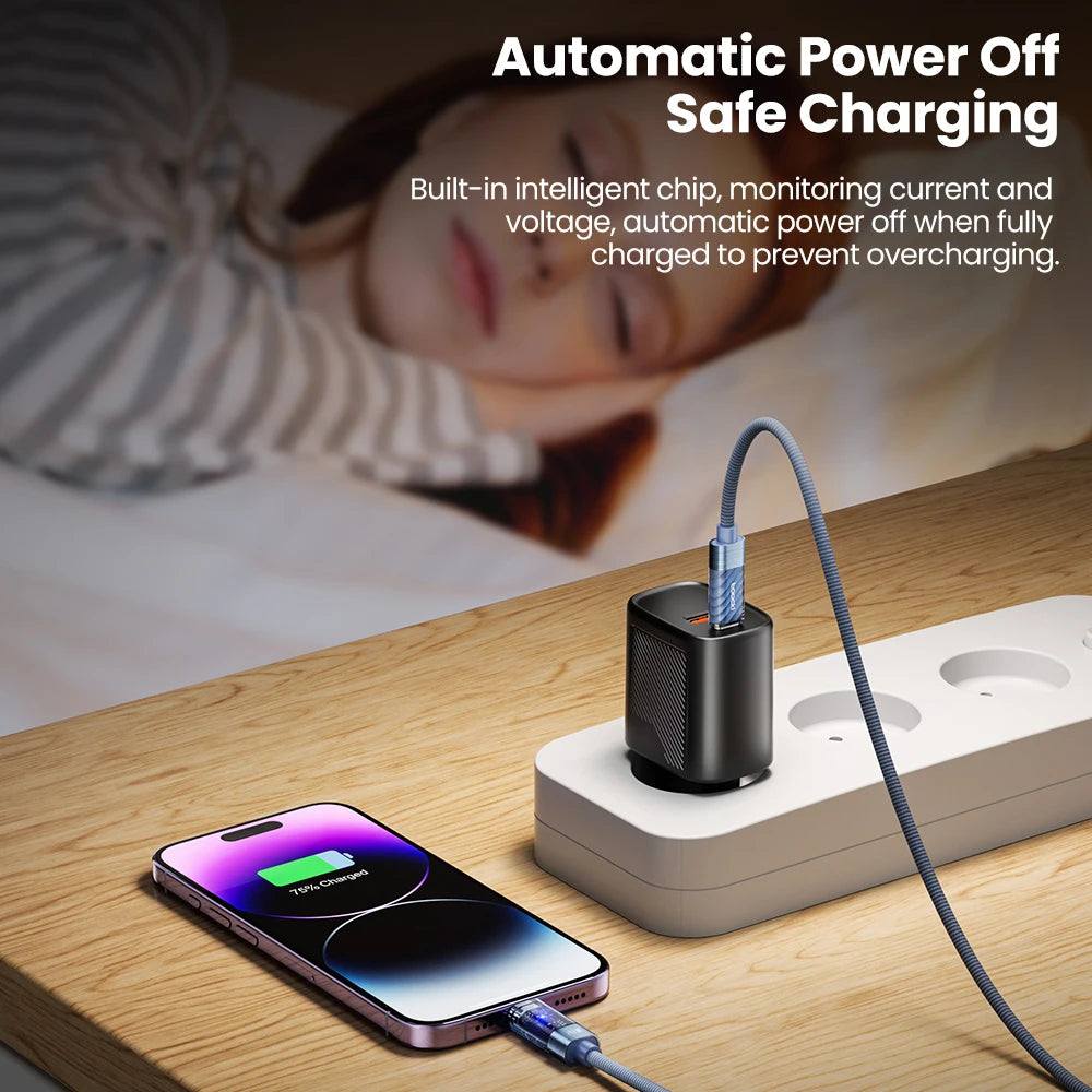 Toocki PD 20W USB-C to Lightning Cable – Fast Charging with Automatic Power-Off
