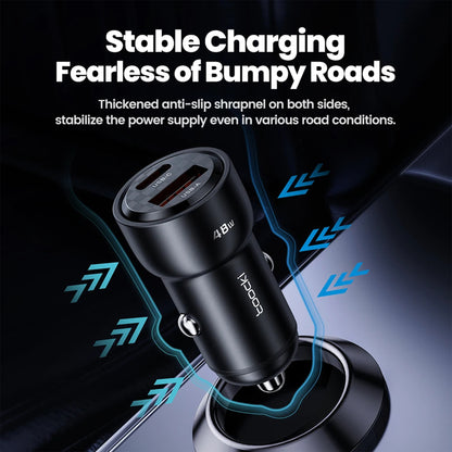 Toocki TQ-CC21 48W USB Car Charger – QC 3.0 & PD 3.0 Dual-Port Fast Charging Adapter