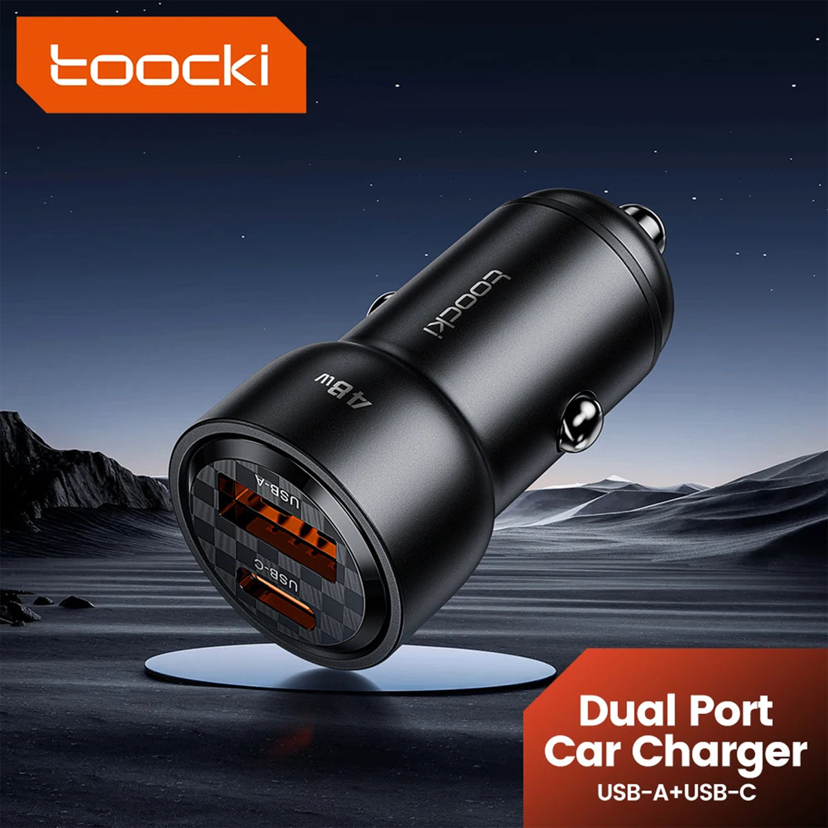 Toocki TQ-CC21 48W USB Car Charger – QC 3.0 & PD 3.0 Dual-Port Fast Charging Adapter