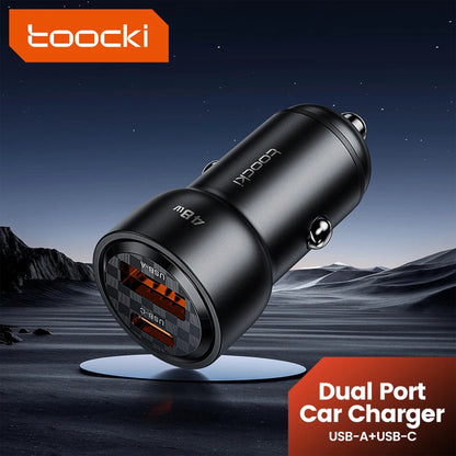 Toocki TQ-CC21 48W USB Car Charger – QC 3.0 & PD 3.0 Dual-Port Fast Charging Adapter