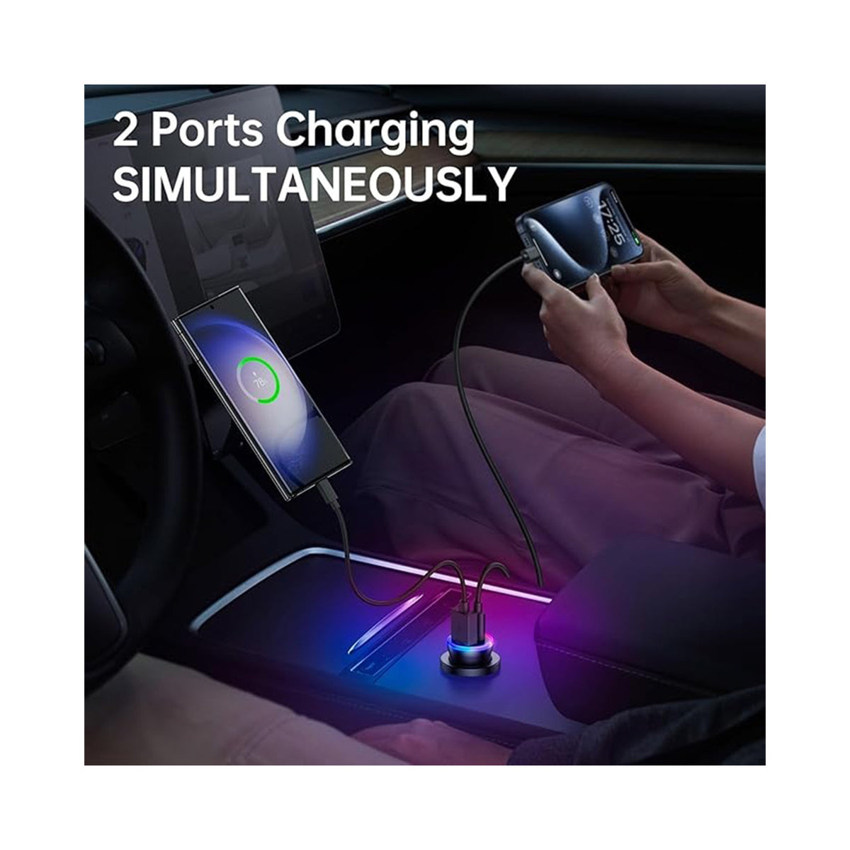 SYNCWIRE 45W USB-C Car Charger – PD & QC Fast Charging RGB Mini Car Adapter