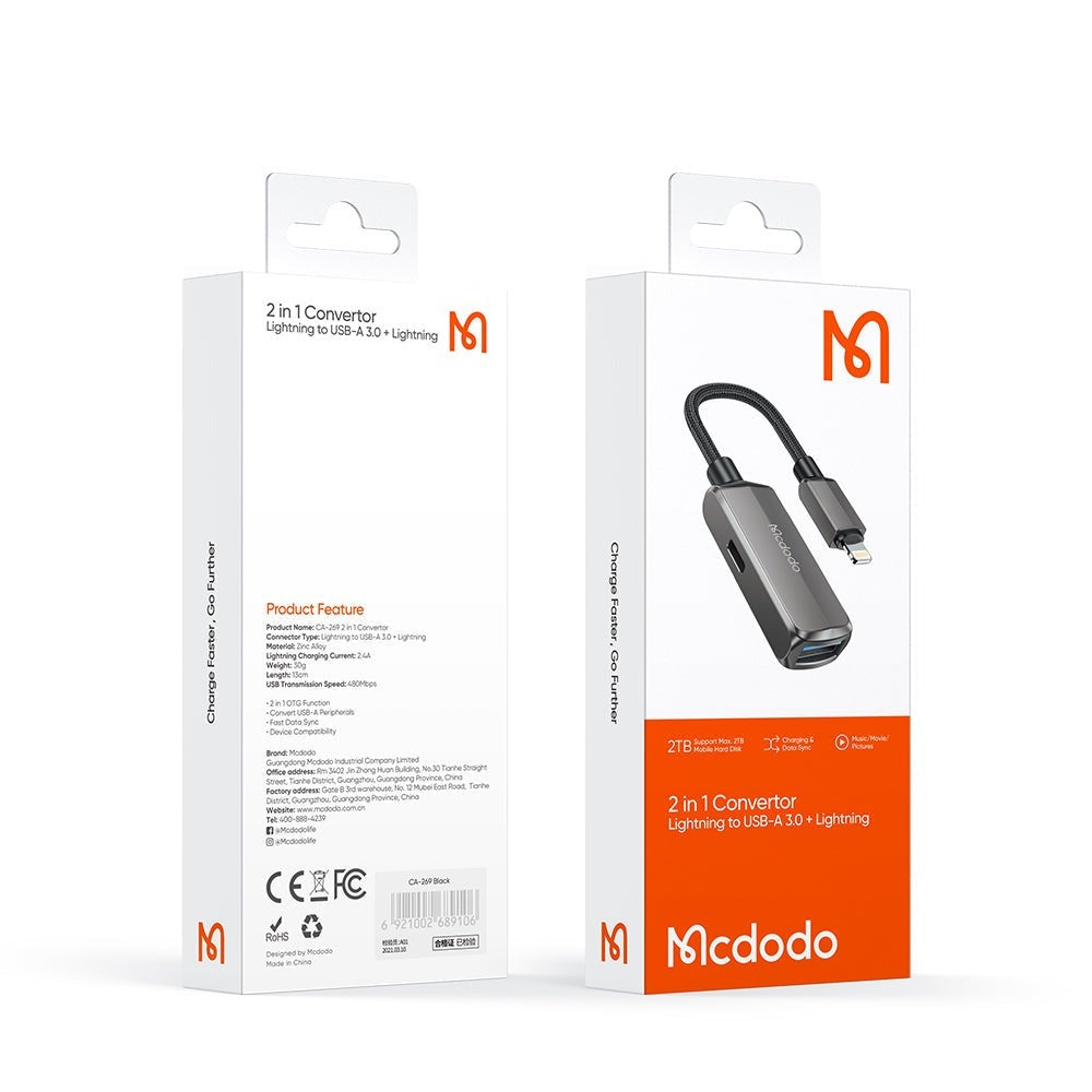 Mcdodo CA-269 2-in-1 Lightning to USB-A 3.0 + Lightning Converter