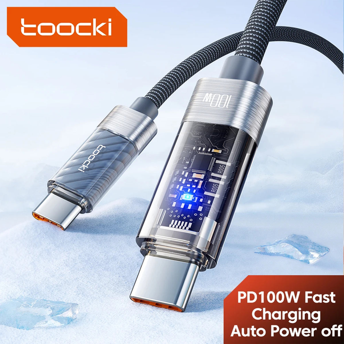 Toocki PD 100W USB-C to USB-C Fast Charging Cable – Smart Auto Power Off