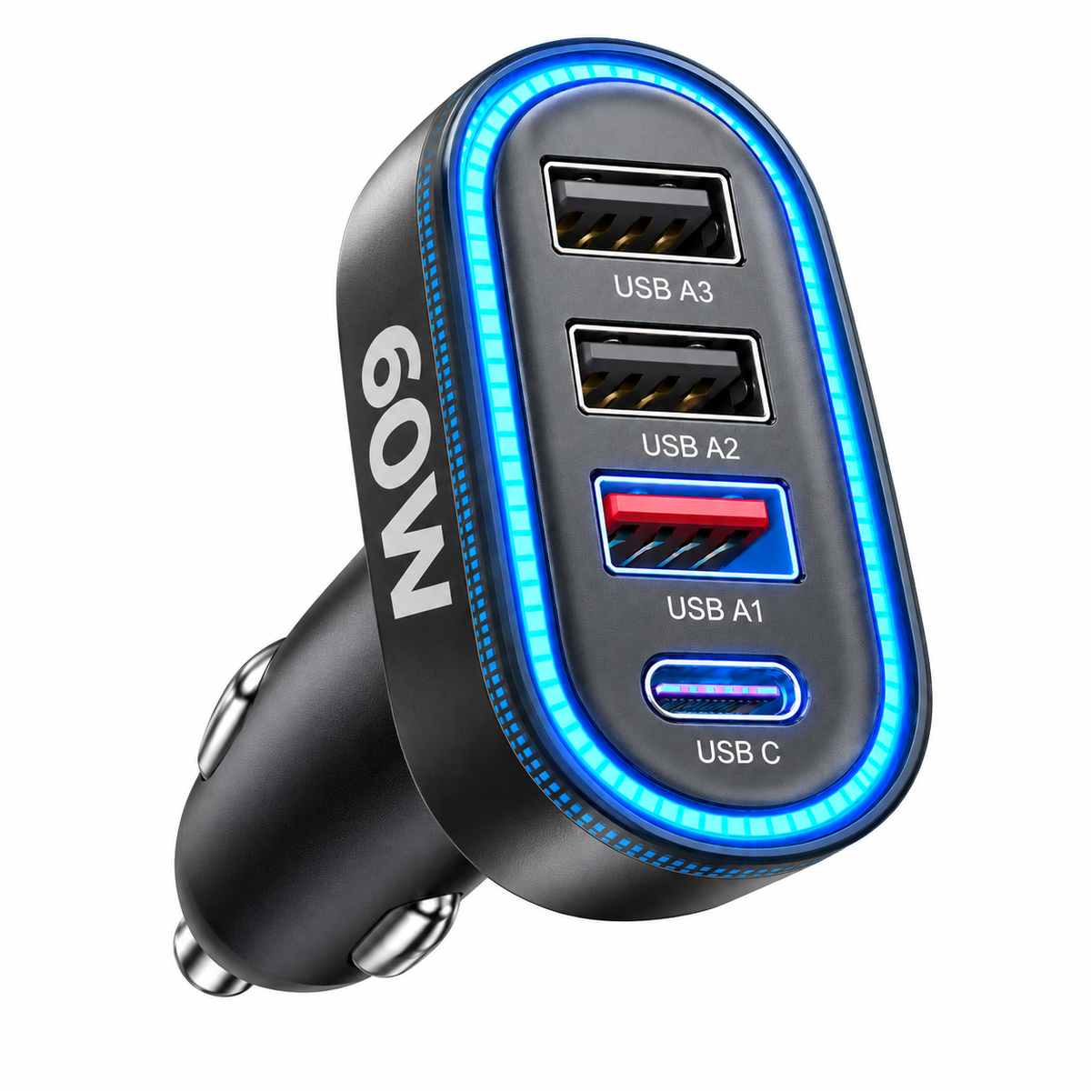 LISEN 60W Car Charger Adapter – 4-Port PD 3.0 & QC 3.0 Fast Car Charger