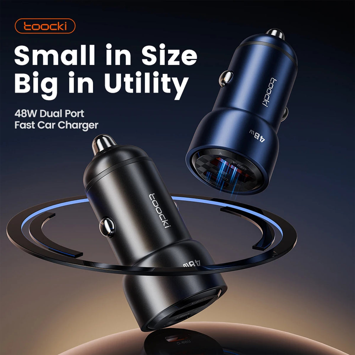 Toocki TQ-CC21 48W USB Car Charger – QC 3.0 & PD 3.0 Dual-Port Fast Charging Adapter