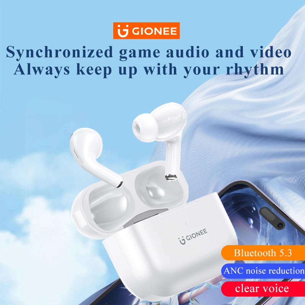 GIONEE JL005 Pro ANC Earbuds – Bluetooth 5.3, Hybrid 48dB ANC & 3D Spatial Audio