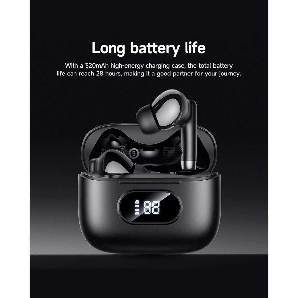 HOCO EQ2 Plus TWS Bluetooth Earphones – Bluetooth 5.4, Dual Drivers & LED Battery Display