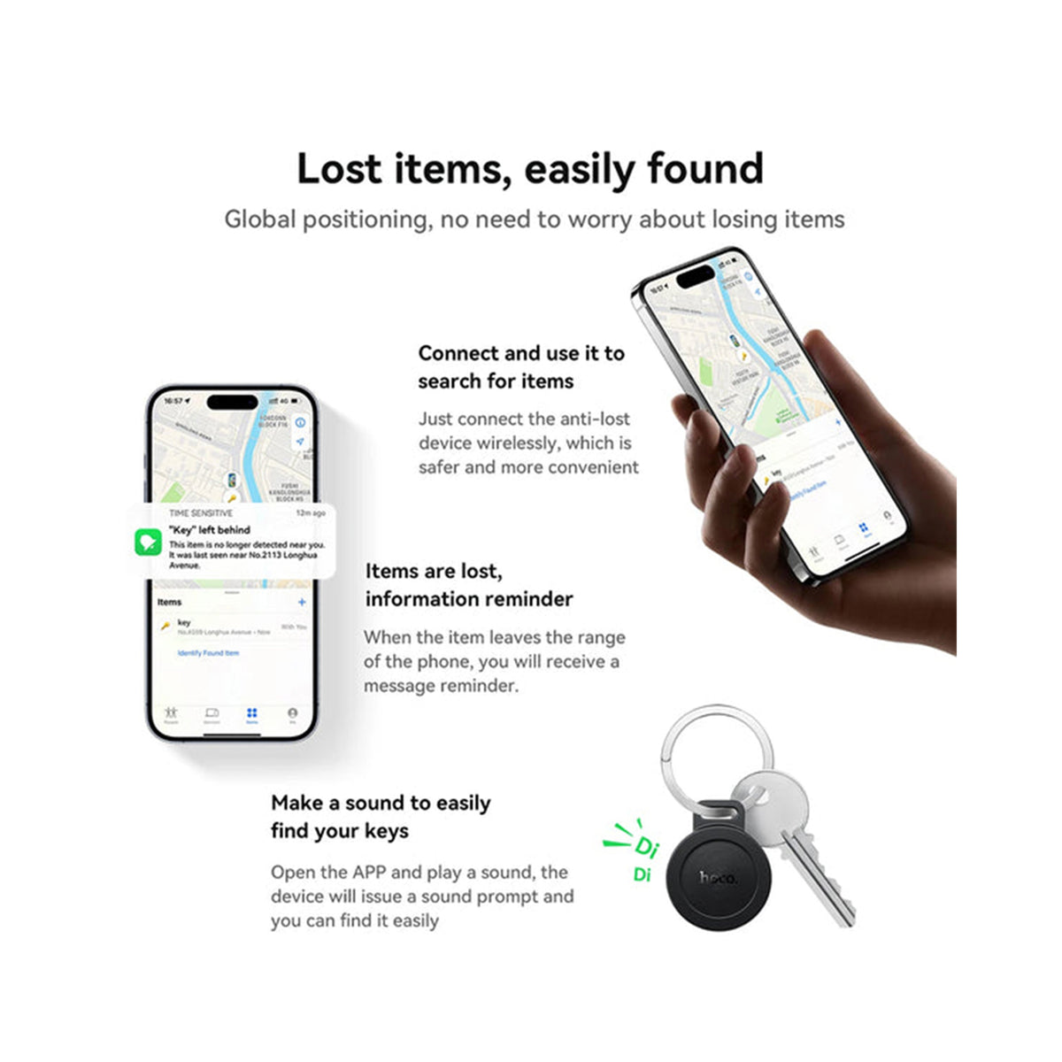 HOCO E101 Universal Smart Tracker Apple Find My & Google Find My Device Bluetooth Anti-Lost Locator