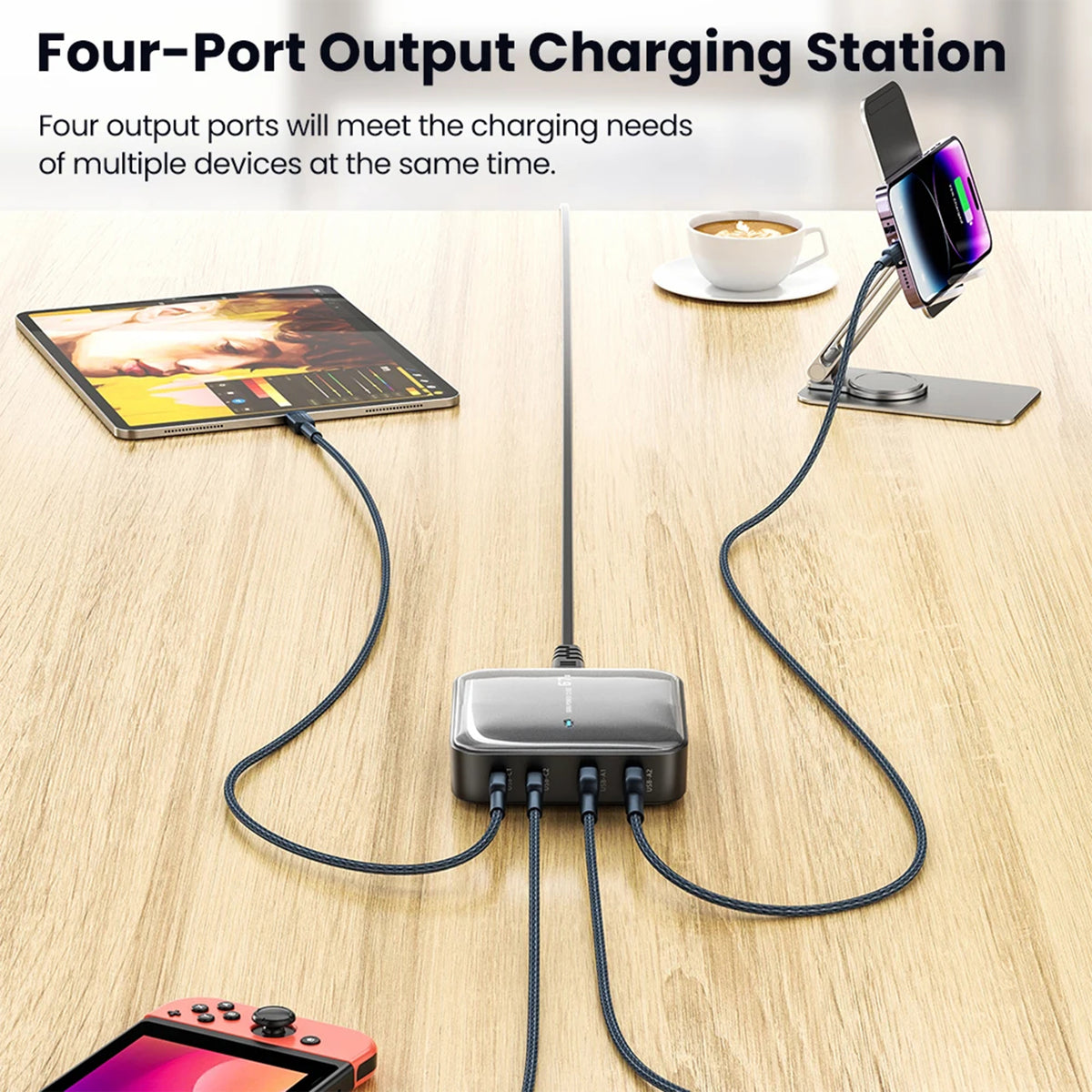 Toocki 67W GaN Desktop Charger Station 4-Port USB-C PD & QC Fast Charger