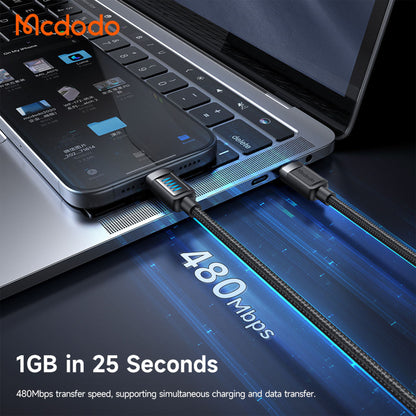 Mcdodo CA-035 Cab Vision 240W USB-C to USB-C Cable – 5A PD 3.1 & Dynamic LED Power Display