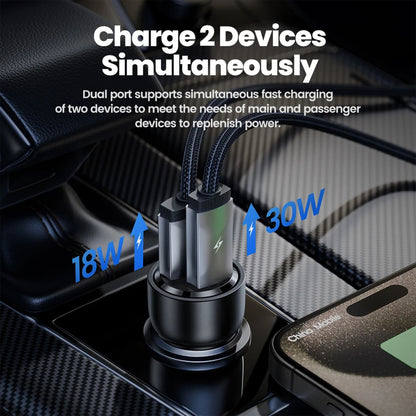 Toocki TQ-CC21 48W USB Car Charger – QC 3.0 & PD 3.0 Dual-Port Fast Charging Adapter