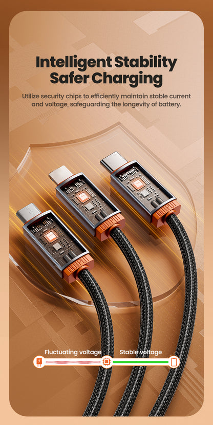 Toocki Universal 3-in-1 Fast Charging Cable – USB-A to USB-C, Lightning & Micro-USB | 1M