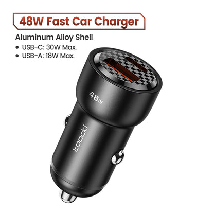 Toocki TQ-CC21 48W USB Car Charger – QC 3.0 & PD 3.0 Dual-Port Fast Charging Adapter