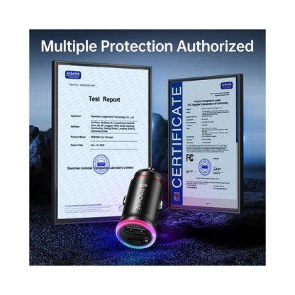 SYNCWIRE 45W USB-C Car Charger – PD & QC Fast Charging RGB Mini Car Adapter