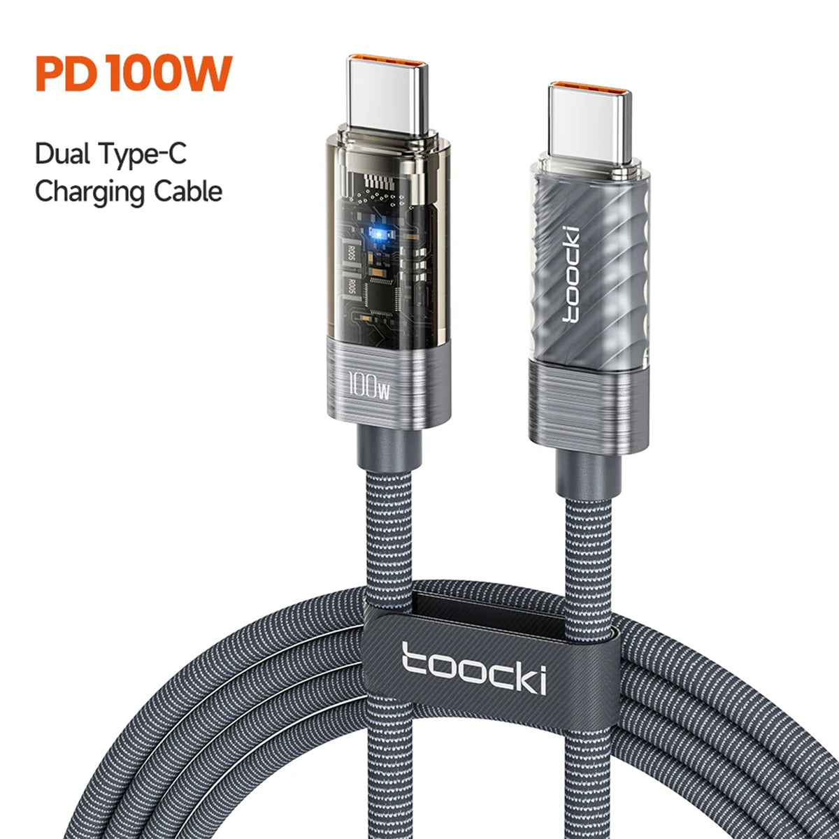 Toocki PD 100W USB-C to USB-C Fast Charging Cable – Smart Auto Power Off