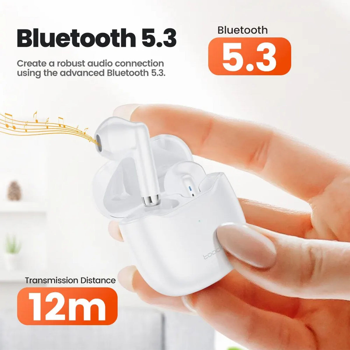 Toocki HE-080 TWS Wireless Earphones – Bluetooth 5.3, & IPX4 Sweat-Resistant Finish