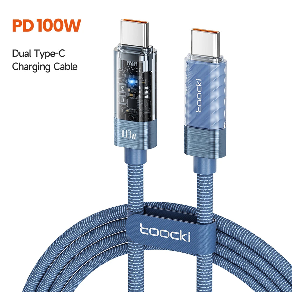 Toocki PD 100W USB-C to USB-C Fast Charging Cable – Smart Auto Power Off