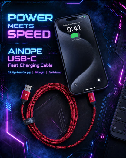 AINOPE USB-A to USB-C Fast Charging Cable 3A (2M)