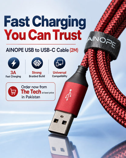 AINOPE USB-A to USB-C Fast Charging Cable 3A (2M)