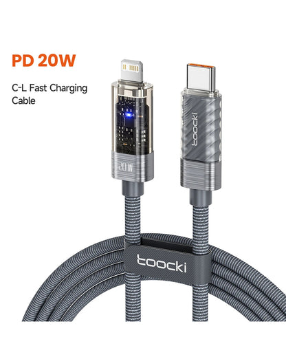 Toocki PD 20W USB-C to Lightning Cable – Fast Charging with Automatic Power-Off