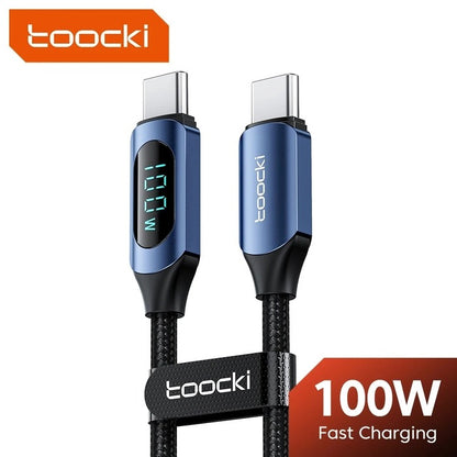 Toocki 100W USB-C to USB-C Braided Cable – 5A PD Fast Charging Display Cable