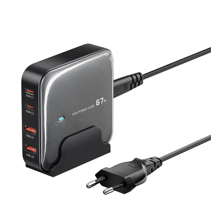 Toocki 67W GaN Desktop Charger Station 4-Port USB-C PD & QC Fast Charger