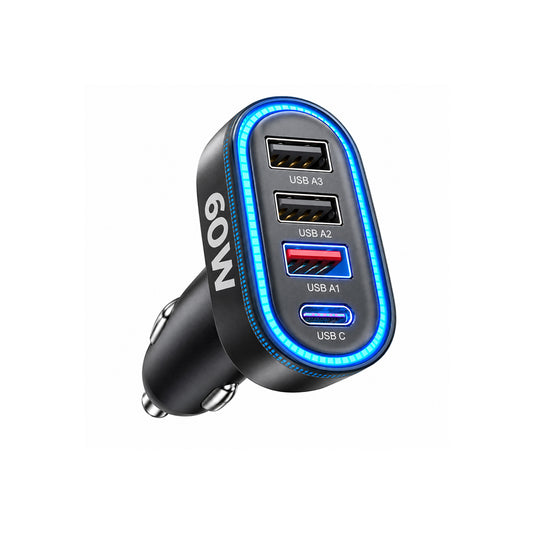 LISEN 60W Car Charger Adapter – 4-Port PD 3.0 & QC 3.0 Fast Car Charger