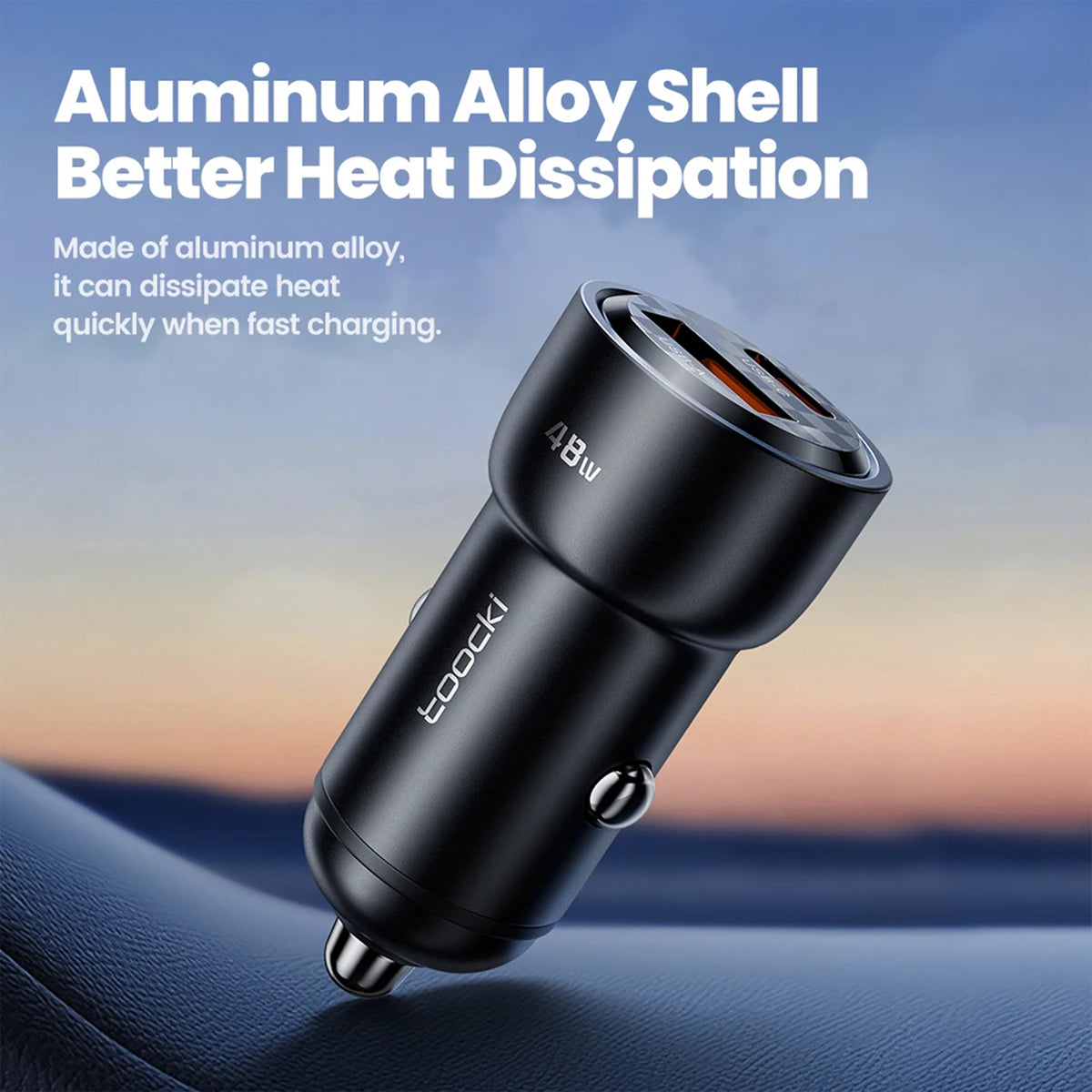 Toocki TQ-CC21 48W USB Car Charger – QC 3.0 & PD 3.0 Dual-Port Fast Charging Adapter