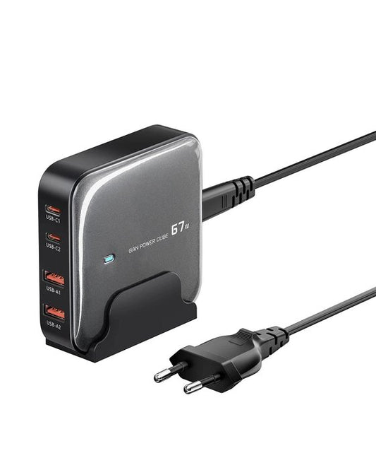 Toocki 67W GaN Desktop Charger Station 4-Port USB-C PD & QC Fast Charger