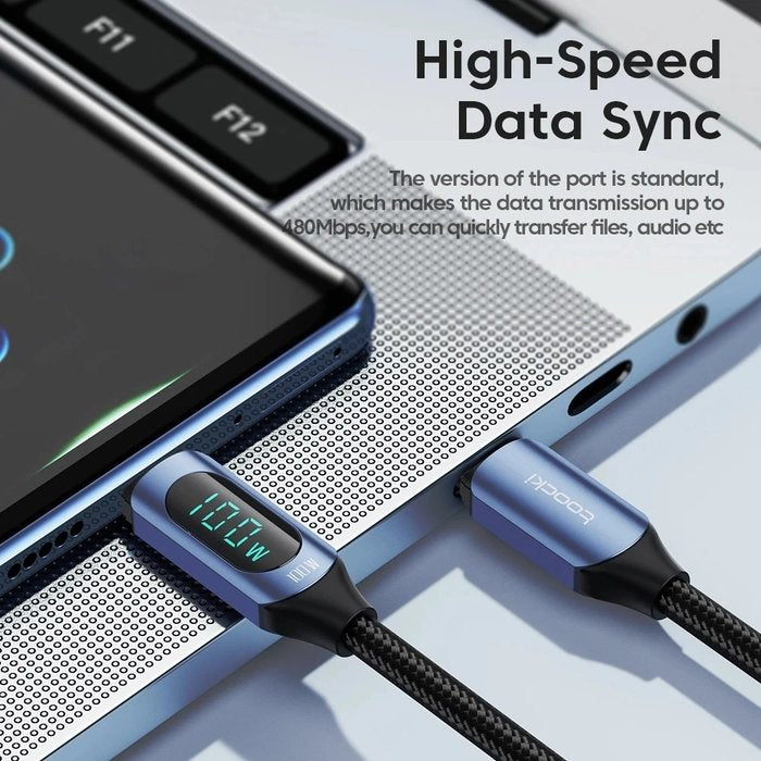 Toocki 100W USB-C to USB-C Braided Cable – 5A PD Fast Charging Display Cable