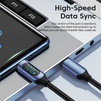 Toocki 100W USB-C to USB-C Braided Cable – 5A PD Fast Charging Display Cable