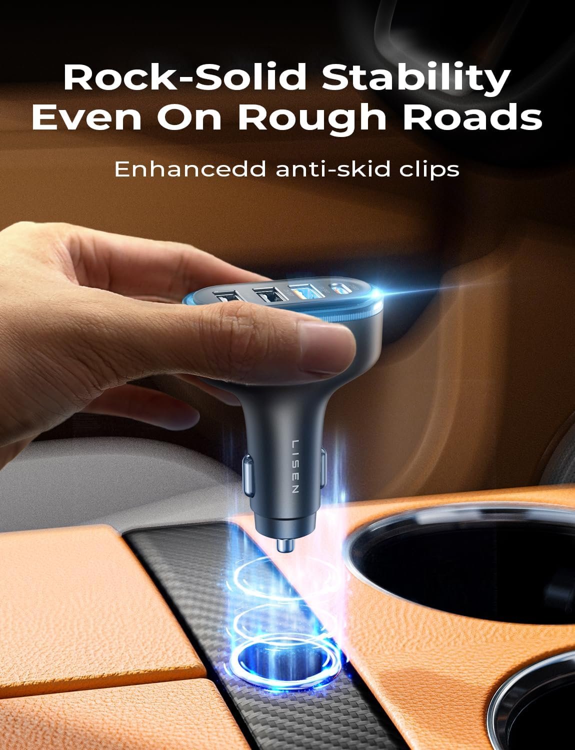 LISEN 60W Car Charger Adapter – 4-Port PD 3.0 & QC 3.0 Fast Car Charger