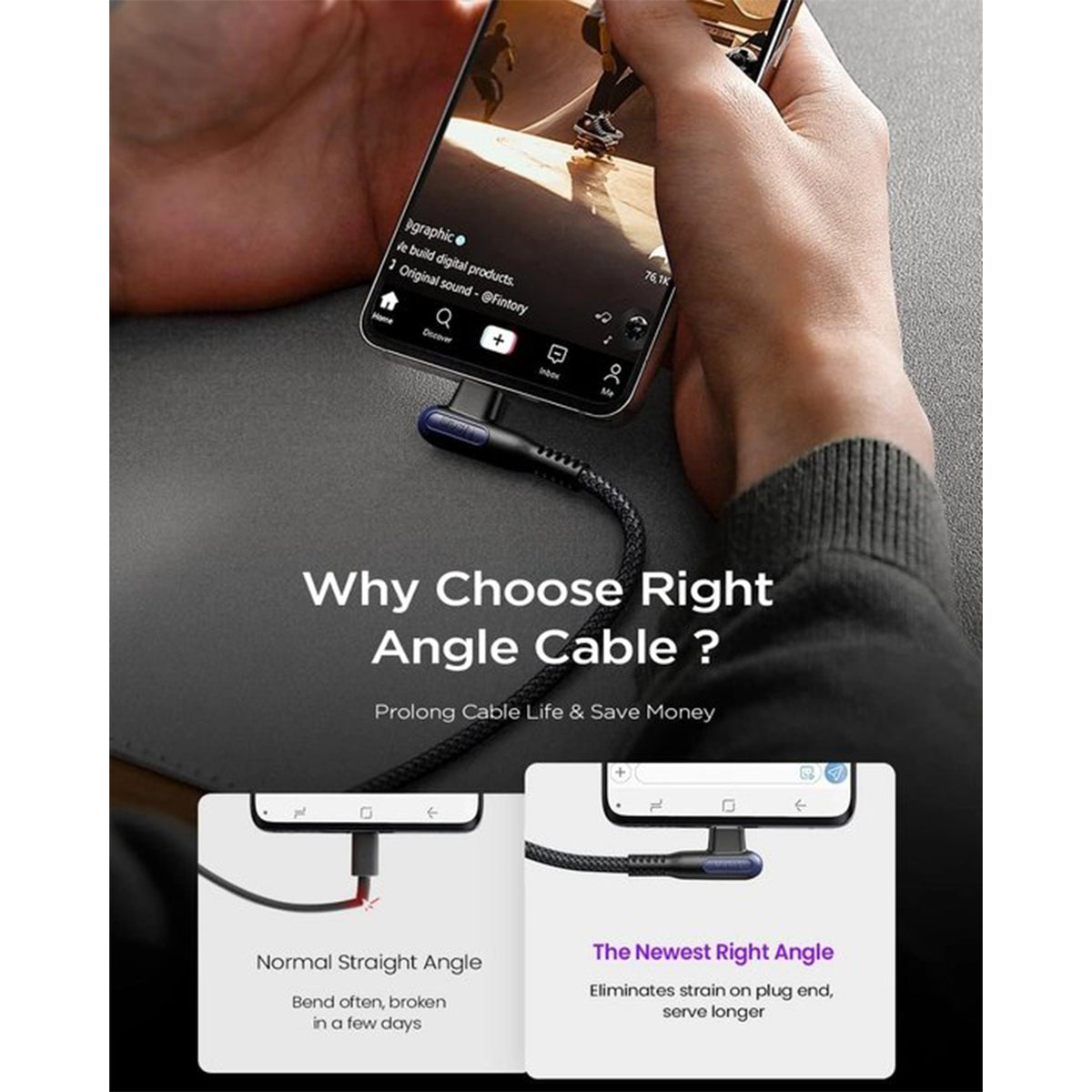LISEN 90-Degree USB-C Cable
